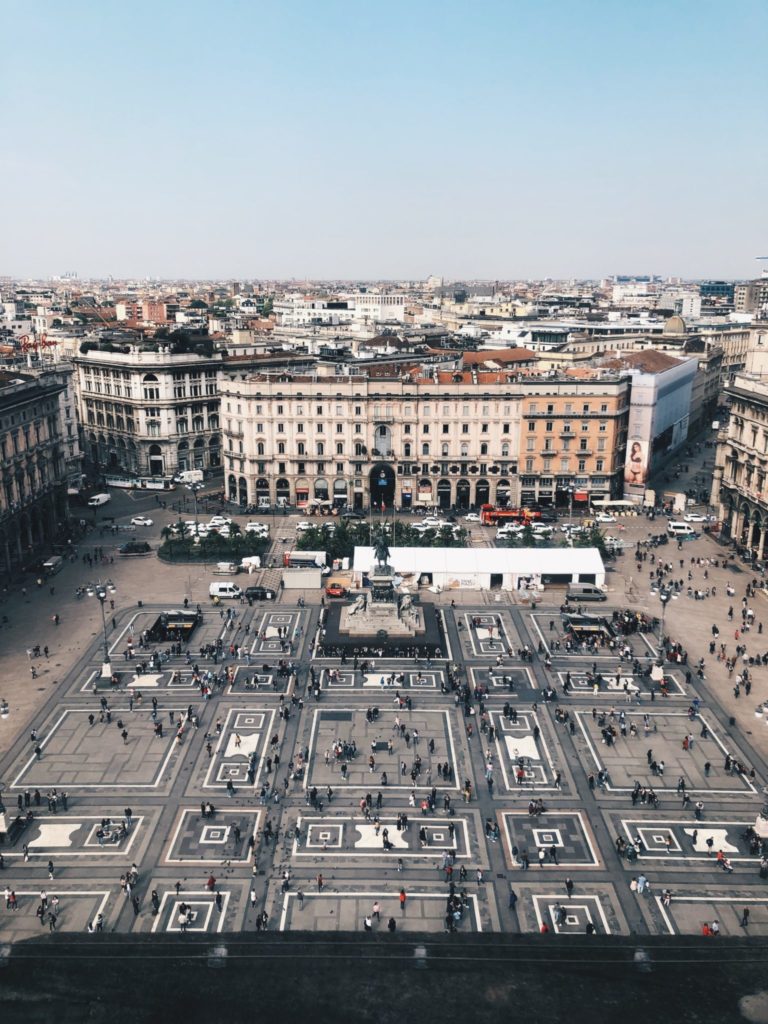 Piazza Duomo di Milano vista dall'alto